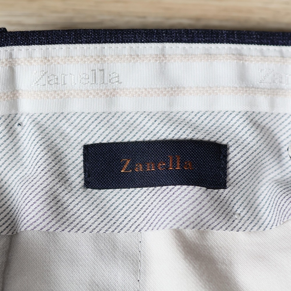 Zanella Curtis Pants Mens 32x30 Blue Dress Slim Straight Tweed Wool Blend Italy - Picture 5 of 14